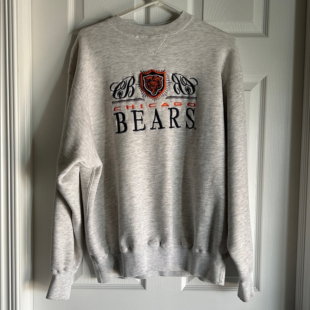 Vintage Gray Chicago Bears Embroidered Crewneck Sweatshirt